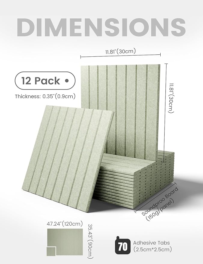 Fluxynara Large Felt Bulletin Board 48" x 36" Cork Board Alternative-12 Pack with 70 Safe Removable Adhesive Tabs, Cork Boards for Walls Cork Board for Home Office Classroom Pin Board (Sage)