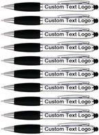 HEYZARDA Personalized Pens with Name Text Icon Logo Engraved for Business Office Custom Ballpoint Pen 50 100 Pcs Optional, Silver