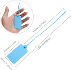 50 Blue Blank Plastic Tags for Labeling Waterproof Hanging Labels Writable Tags Seal Plastic Marking Label for Clothes Bags Keys Inventory with One Marker Pen