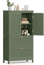 VASAGLE Floor Storage Cabinet, Freestanding Storage Unit with 2 Drawers and 2 Doors, Adjustable Shelf, 11.8 x 23.6 x 43.3 Inches, for Entryway, Bathroom, Forest Green UBBC551C01