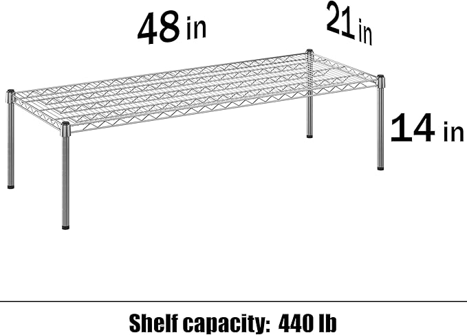 Regal Altair 21" Deep x 48" Wide x 14" Height Wire Shelving Kit | 1-Tier | NSF Commercial Storage Rack Unit