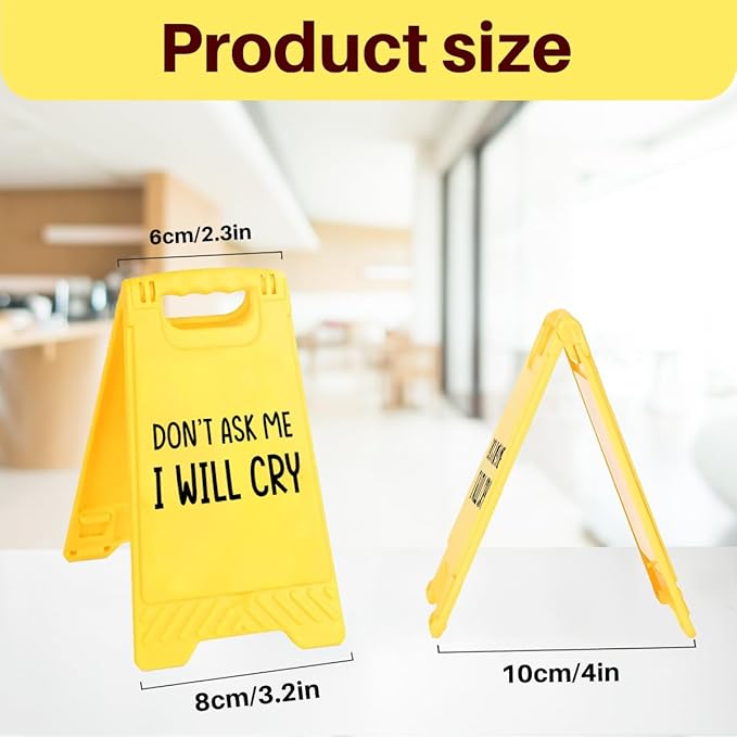 Funny Office Desk Accessories,Motivational Affirmations Office Cubicle Decor,Phone Holder Mirror Acrylic Table Signs,Library Desk Decor for Women Men Boss Coworker Cashier Legal Advisor (I Will Cry)