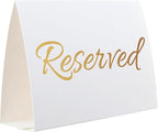 20 Pack Modern White Reserved Table Sign with Gold Letters - Reserved Signs For Wedding - Wedding Accessories - Tent Signs For Reserving Seats & Places - Place Cards for Party, Event