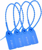 1000Pcs Plastic Tamper Shipping Seals Pull-Tite Security Seal Signage Numbered Fire Extinguisher Tags Zip Ties Labels Disposable Self Locking for Logistics, Luggage,Transport (Blue, 1000pcs)