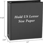 CIXILDTS 2-inch Round Ring Binder, Durable 2" 3 Ring Binder Fit Letter Size Paper, Black, 24-Pack