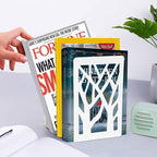 Book Ends for Shelves and Heavy Books - Metal White Bookends 1 Pair - Home Decorative Shelf Holder, Supports, and Stoppers