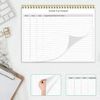 Getvow Activity Log Notepad - Spiral Activity Log Book for Business Work, Undated Weekly To Do List Notepad, Organized Time Spending, Appointment or Contact, 52 Sheets, 100gsm Paper, 8.5" x 11"