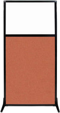 Versare Workstation Partition | Portable Wall Divider | Modern Office Cubicle | Free Standing Privacy Screen | Flexible Work Space | 33" x 70" W/Window, Papaya Fabric Panels