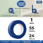SWRT Blue Painter's Tape 1 Inch x 55 Yards x 24 Rolls (1320 Yards Total) – Upgraded Adhesive Masking Tape, Multi-Surface, Clean Removal, No Residue, for Walls, Trim, DIY, Crafts & Painting Projects
