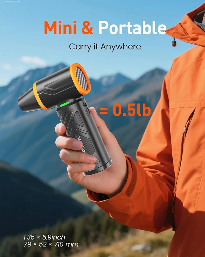 VOGMA V40 Compressed Air Duster-270000RPM 350G Super Power Electric Air Duster, 10000mAh Cordless Rechargeable Brushless Motor Snow Blower, Stepless-Adjustable Air Blower for PC, Keyboard, Home, Car