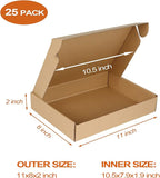 PHAREGE 11x8x2 inch Shipping Boxes Bulk 25 Pack Brown, Tab Lock Tuck Top Mailer Boxes for Packaging Small Business, Medium Cardboard Gift Boxes for Wrapping Mailing Present