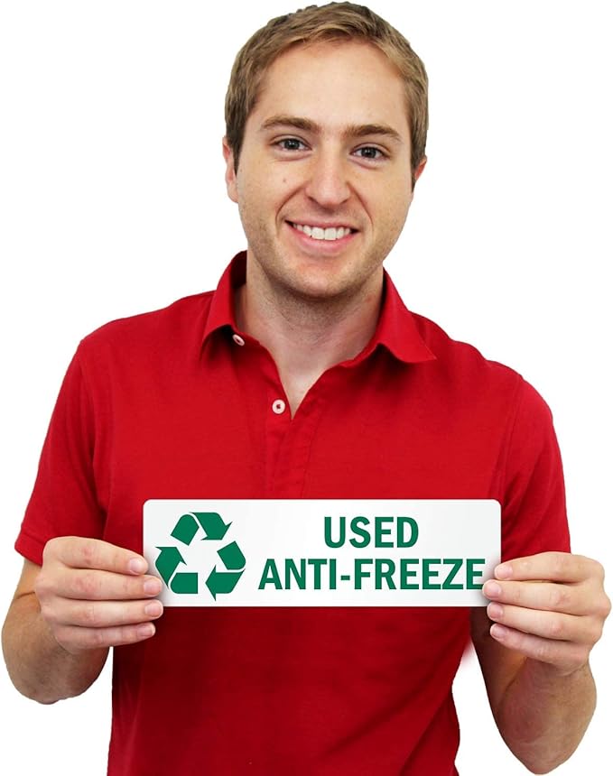 SmartSign Used Anti-Freeze Pack of 5 Recycle Labels | 3" x 10" Laminated Vinyl, Made in USA