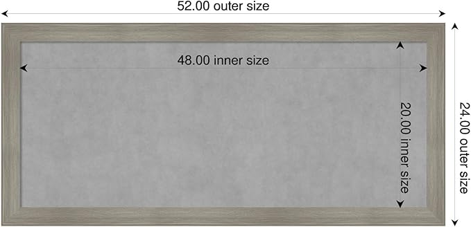 Amanti Art Grey Framed Magnetic Board 24x52 Oversize Vision Board for use with Magnets, 100% Metal Sheet to Display Items as Office Decor or for Home Organization in mudroom, Kitchen or Kids Room