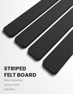 Fluxynara Cork Board Alternative Felt Strip Board 8-Pack 13"x2", Office Pin Board with 50 Push Pins, Adhesive Install for Bedroom Door & Home Office(Black)