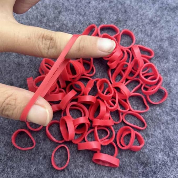 500pcs Red Color Mini Rubber Bands Elastic Bands Rubber Band for Organizing File Ties Bands School Office Supplies Stationery Holder Band Loop