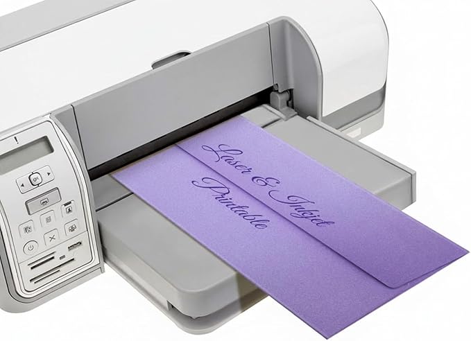 YooNotee 100 Count #10 Purple Metallic Business Envelopes, 80 lb, 4 1/8" x 9 1/2" Metallic Business Letter Size Envelopes, Peel & Press Square Flap, Printable for Professional Mailing and Office Use
