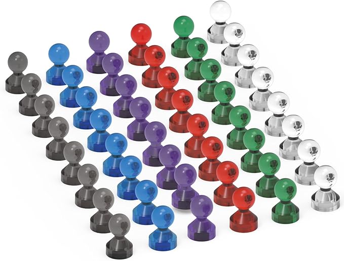 48Pack Colorful Push Pin Magnets 6 Assorted Color Office Magnets for Whiteboard Small Magnetic Push Pins Strong Magnet Fridge Perfect for Refrigerator White Board Map School Classroom Thumb Tacks