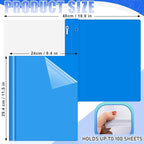 Teling 48 Pcs Clear Front Report Covers with Prongs Plastic Presentation Folders 3 Prong Resume Portfolio Folder for School(Blue)