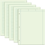 Seajan 5 Pcs Engineering Paper Notebook Engineering Computation Pad 8.5 x 11 Inches Engineer Graph Paper Notepad, 5 Squares Per Inch 3 Hole Punched Computation Pad, 100 Sheets/pack (Green)