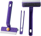 Oiyaku Multi-Purpose Cleaning Brush Stiff-Bristle Kitchen Cleaning Brush with Squeegee, Debris Picker and Scraper, Suitable for Bathroom, Floor and Window, Sink, Bathtub and Tile Grout Cleaning Tools