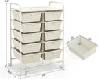 GLACER 10 Drawer Rolling Cart, Storage Cart with Lockable Whieels & Metal Frame, Trolley for Art Craft Oganizer, Mobile Utility Cart for Office, School, Classroom, Kitchen (Ivory Color)