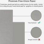 Fuxi Toned Grey Sketch Pad, 9x12 Spiral Sketchbook, 60 Sheets (85lb/130gsm) Art Paper, Artist Paper for Drawing with Pencil, Charcoal for Artists & Students, Art Class.