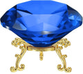 PATIKIL Diamond Crystal Paperweight, 100mm / 3.94" Crystal Paperweight Paper Weight with Gold 25 Metal Base for Home Office Desktop Table Decor Wedding Party Ornaments, Dark Blue