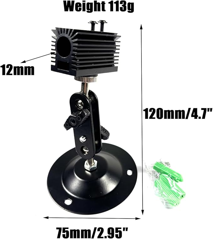 Laser Positioning Bracket 12mm, 360-Degree Adjustable, Black Alumina, 4-Pack