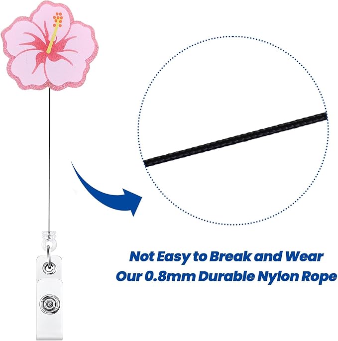 Cute Hibiscus Flower Badge Reel, Retractable ID Card Pink Badge Holders, Work Badge Clip for Pediatric ED ER RN CNA LPN MA PT OT Therapists HR Social Workers Nurses Doctor Teachers Nursing Student