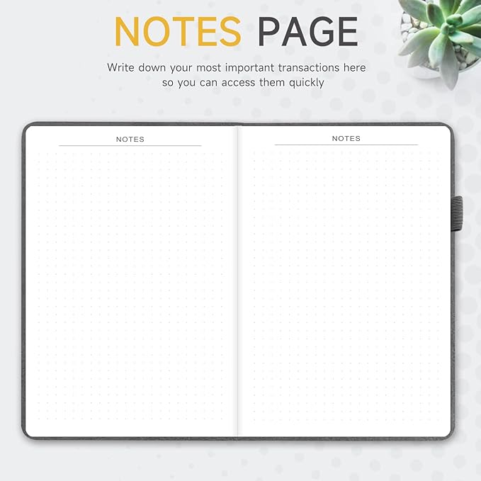 KUMEER Check Register – Elegant Check Registers for Personal Checkbook with Check & Transaction Registers, Hardcover Checkbook Log 5.2x7.6" (Grey)