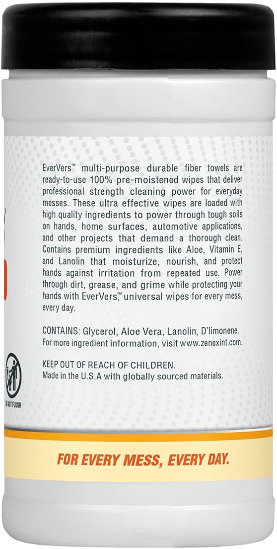 Magic EverVers Heavy Duty Cleaning Wipes - Single Sided Hand & Surface Towels | Powerful Moisturizers to Prevent Dry Hands | Waterless | Removes Grease, Oil, Dirt, & more (3 Pack | 75 Sheets Total)