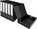 HUA JIE A4 Storage File Boxes Plastic Archives Cases with Clip, PVC File Folder Organizer Document Storage Filing Box for office,32.5×6.5×24 cm, Black(Pack of 6)