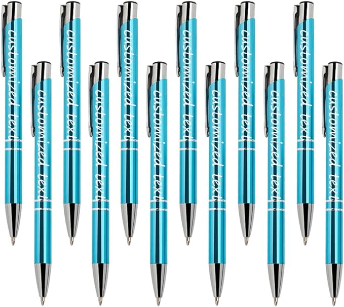 Yucold Customized ballpoint pens in bulk, personalized ballpoint pens with free engraving, for use in companies, enterprises, graduation anniversaries (Sky blue,390)