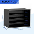 GDINDINFAN Wood Desktop Letter Tray File Organizer, Paper Storage Mail Sorter with 3 Adjustable Drawer Boards for Home and Office, Black