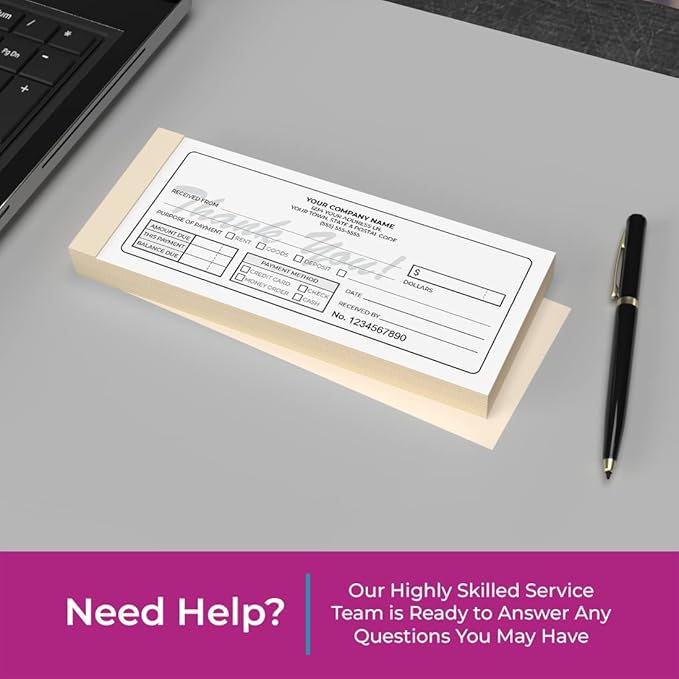 Custom 2.83" x 7" Carbonless NCR Books in 2-Part Duplicate Invoices, Receipts, Work Orders, Sales Orders, Purchase Orders, Estimates, Quote Forms with Your Company/Business Name (150 Sets)