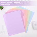 SKYDUE Durable Plastic 8-Tab Dividers, 2sets, Big Tab Dividers for 3 Ring Binder, Write&Erase 3 Ring Binder Dividers with Tabs, with Sticker Labels