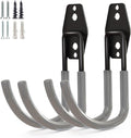 GeeWatom Garage Storage Utility Hooks，Garage Garden Tool Organizer，Steel Wall Mount Hooks, Large Garden U Hooks （2 Pack） (Type-2-Gray)
