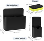 MoKo Magneitc Dry Erase Marker Holder Set, 3-Pack Magnetic Marker Pencil Pen Holder Cup Organizer for Metal & Magnetic Surface, 1 Large with Divider & 2 Small Holders & 1 Dry Erase, Black
