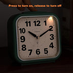 Tinload 5.5" Large No Ticking Analog Alarm Clock,Silent Readable for Seniors,Easy to Set,Gradual Rise Alarm,Big Numbers,Gentle Wake,Snooze, Lighted on Demand,Battery Operated,Green