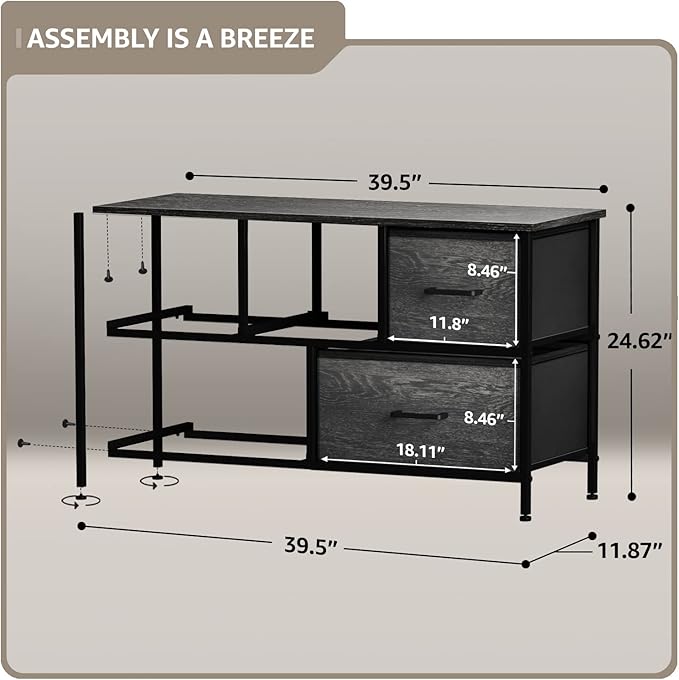 Sorbus Dresser with 5 Faux Wood Drawers - Wide Storage Unit Chest Organizer for Clothes - Bedroom, Living Room, Closet, & Dorm TV Stand Furniture - Steel Frame, Wood Top, & Easy Pull Fabric Bins