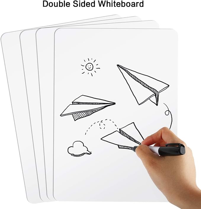 Dry Erase Lapboards, HERKKA 25 Pack Double Sided Dry Erase Lap Boards 9 x 12.5 Inch, 25 Markers, 25 Erasers, Small Dry Erase Boards for Students Classroom Teacher Supplies