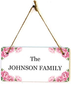 Signs ByLITA Peony Blush Personalized Hanging Wall or Door Sign (5 x 10") | Custom Signage for Your Home & Business