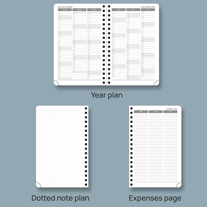 POPRUN Pocket 2026 Planner (Small Size- 4'' x 6.25'') Weekly and Monthly for Purse - Calendar 2026 (Jan. 2026 - Dec.2026) with Soft Cover, Plastic Ruler - Green