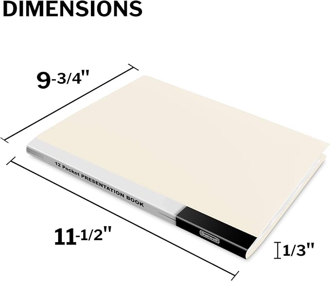 Dunwell Presentation Binder 24-Pocket, Displays 48 Pages, 8.5x11 Portfolio Binder with Plastic Sleeves, Storage and Organizer for Documents, Certificates, Projects, Photos (3 Pack, Ivory)