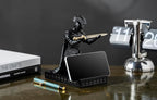 CYXStar Roman Praetorian Prefect Warrior Knight Pen Holder Desk Ornament Resin Praetorian Guard Mobile Phone Stand Desk Accessories and Organizer for Office with a Letter Opener (Black)