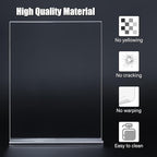 xydstay 8.5 x 11 Acrylic Sign Holder 2 Pack, Vertical T Shape Clear Plastic Menu Holder, Unbreakable Table Sign Holder for Restaurant, Office, School, Store and Home Use