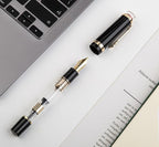 JINHAO 1935 Fountain Pen TIANDAO Series #8 Nib Ink Pen with Guitar-Shaped Clip and Ink Converter (F Nib 0.5mm, Black)