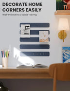 Fluxynara Cork Board Alternative Felt Strip Board 5-Pack 13"x2", Office Pin Board with 35 Push Pins, Adhesive Install for Bedroom Door & Home Office(Denim Blue)