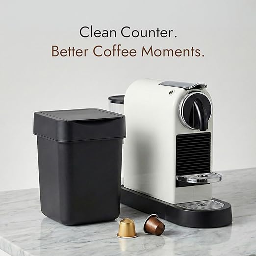 carrotez Mini Trash Can, Coffee Bar, Vanity, Desk, Countertop, 2 Liter/ 0.5 Gallon, Mini Wastebasket, Garbage Container Bin - Black