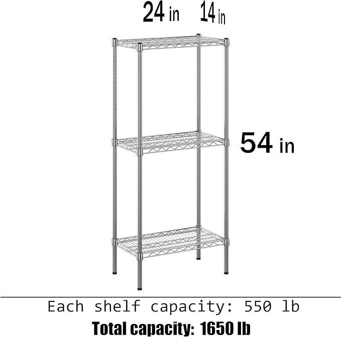 Regal Altair 14" Deep x 24" Wide x 54" Height Wire Shelving Kit | 3-Tier | NSF Commercial Storage Rack Unit